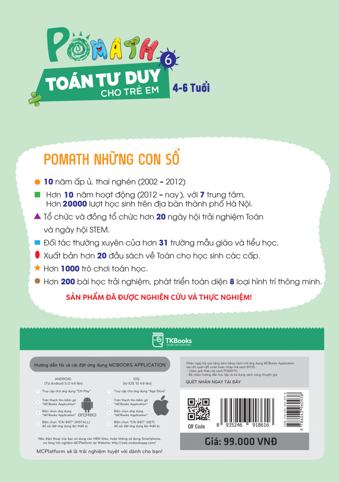 Bìa sau POMath 4-6 tuổi tập 6