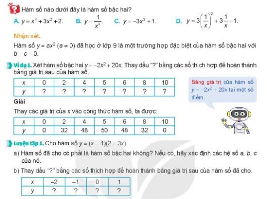 Ví dụ và bài tập về hàm số bậc 2