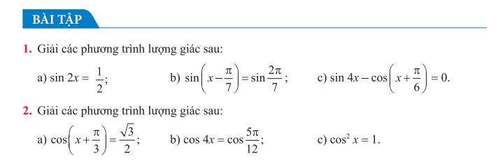 Bài tập về phương trình lượng giác