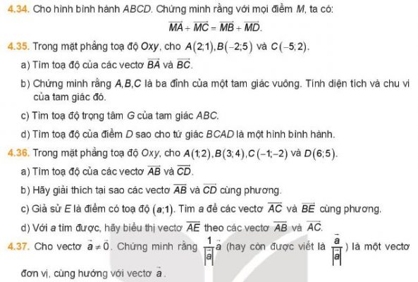 Bài tập về tích vô hướng của hai vectơ (tiếp theo)