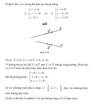 Bài tập ví dụ về xét vị trí tương đối giữa hai đường thẳng