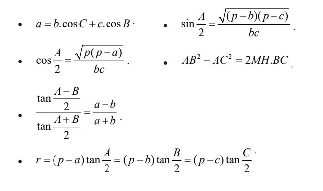 Một số công thức tính diện tích tam giác khác