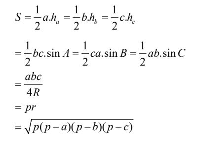 Công thức tính diện tích tam giác
