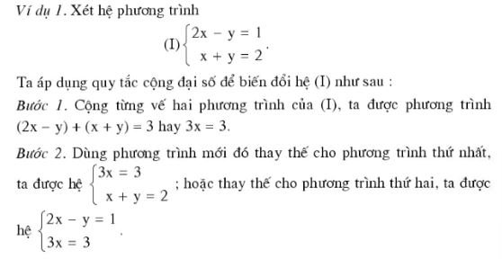 Ví dụ về giải hệ phương trình bằng quy tắc cộng đại số