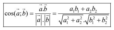 Công thức tính góc giữa hai vectơ