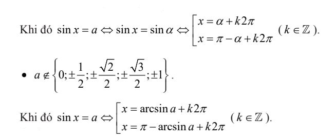 Nghiệm của phương trình sin x = a