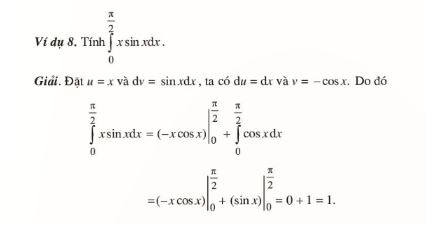 Ví dụ về cách tính tích phân bằng phương pháp tích phân từng phần