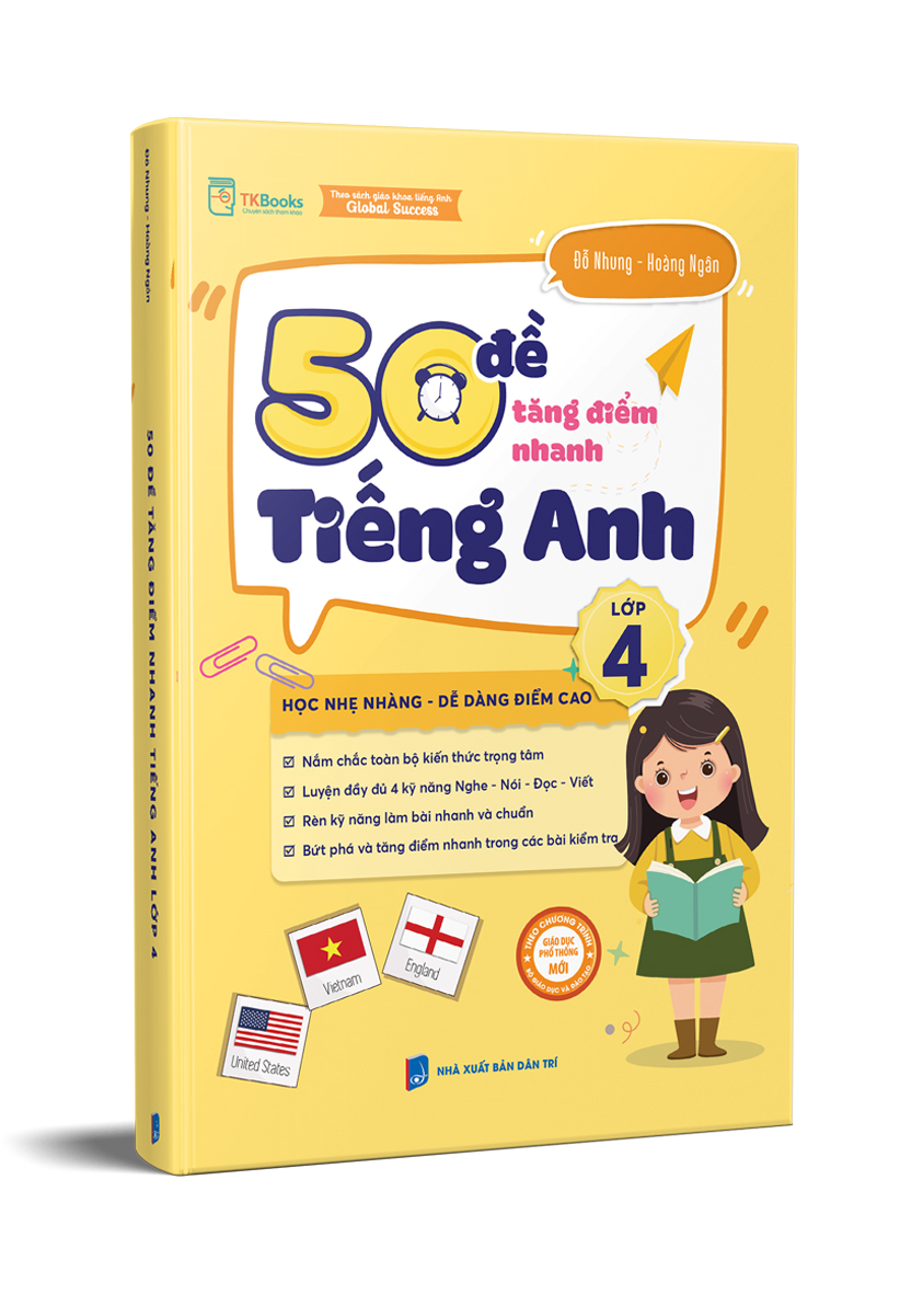 Cuốn sách 50 đề tăng điểm nhanh Tiếng Anh lớp 4