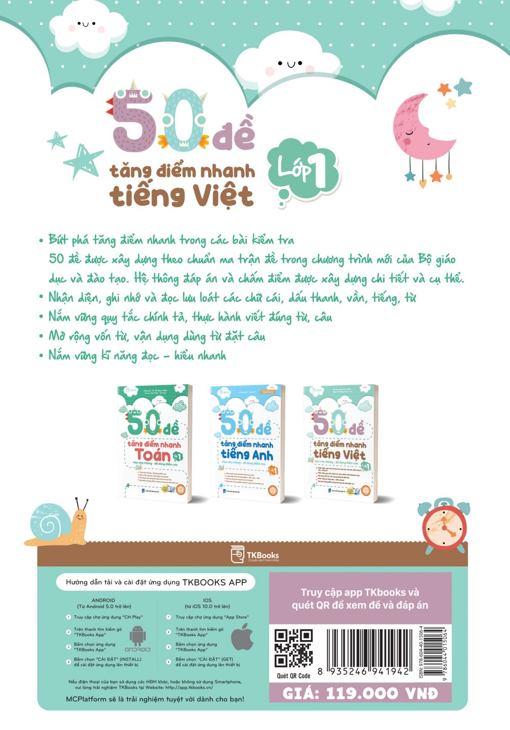Bìa sau 50 Đề Tăng Điểm Nhanh Tiếng Việt Lớp 1