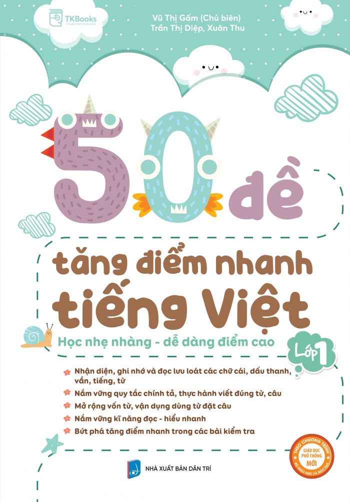 Bìa trước 50 Đề Tăng Điểm Nhanh Tiếng Việt Lớp 1