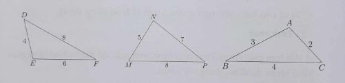 Tìm các cặp tam giác đồng dạng trong các tam giác dưới đây