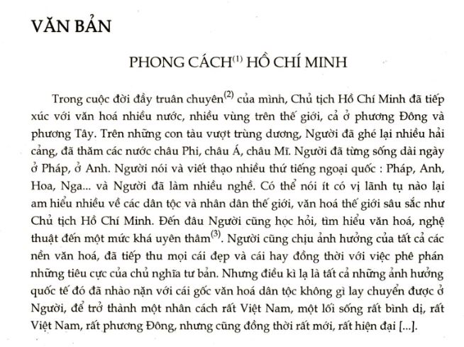 Bài đọc "Phong cách Hồ Chí Minh" trong SGK Ngữ Văn 9