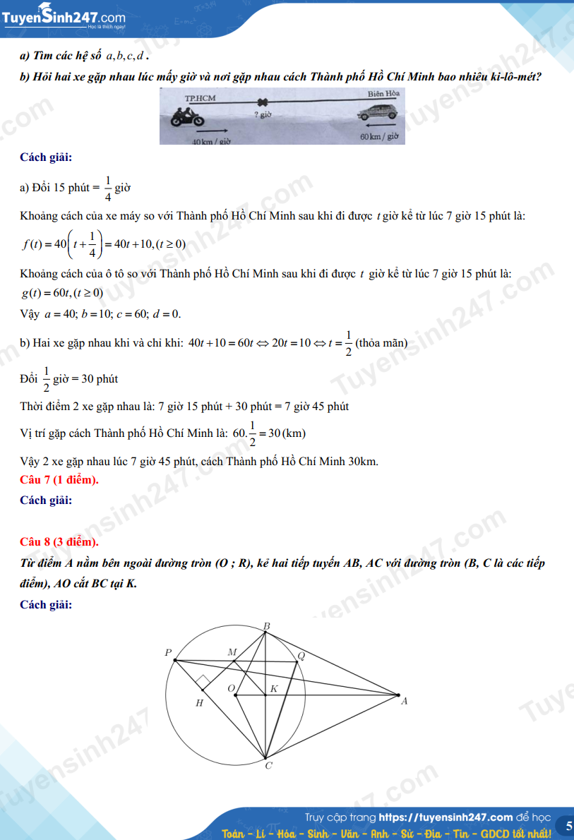 ĐÁP ÁN ĐỀ THI TUYỂN SINH VÀO 10 MÔN TOÁN TP HCM 2024 – 2025 (phần 5)