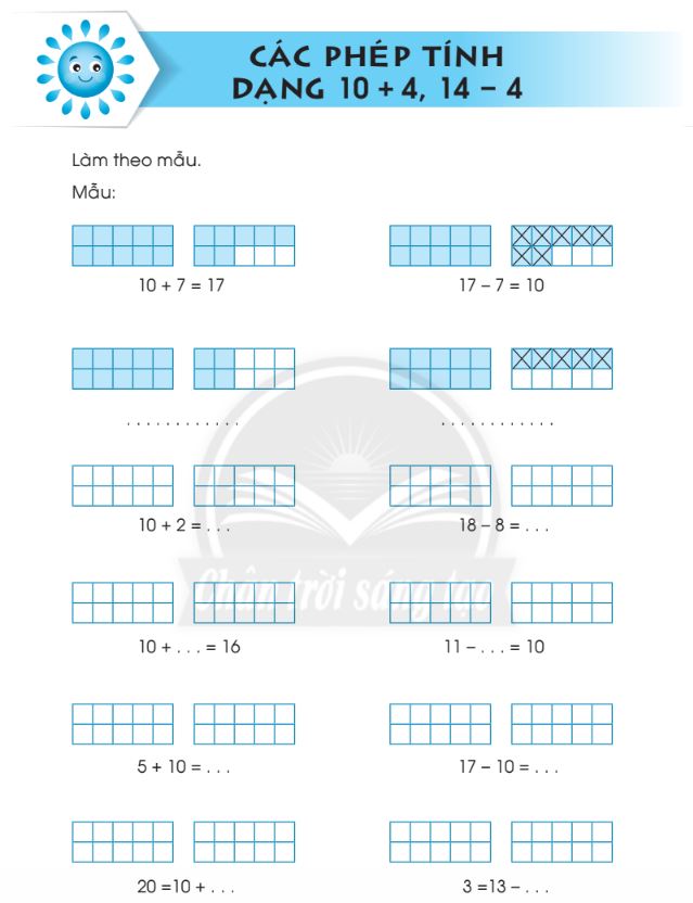 Các phép tính dạng 10 + 4; 14 – 4 trong phạm vi 20