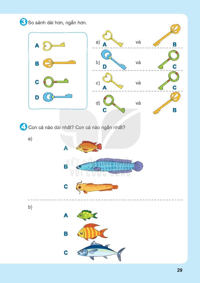 Bài tập so sánh độ dài lớp 1 - File 2