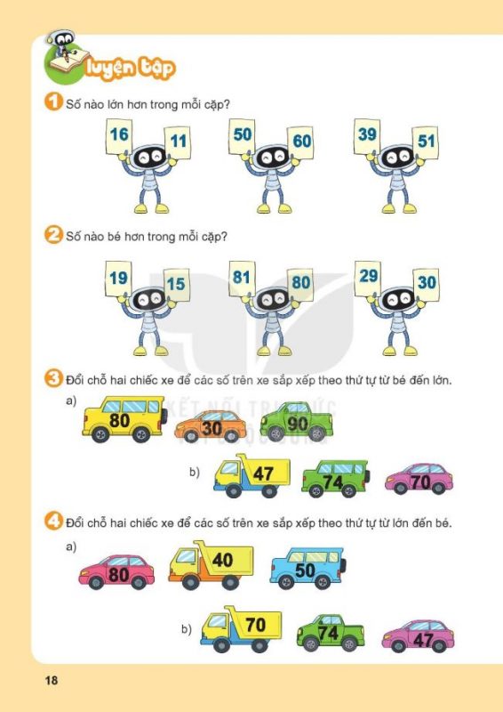 File bài tập so sánh số có hai chữ số lớp 1 PDF để tải về miễn phí