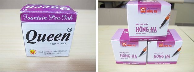 Các bé lớp 1 thường sử dụng mực tím Queen hoặc Hồng Hà