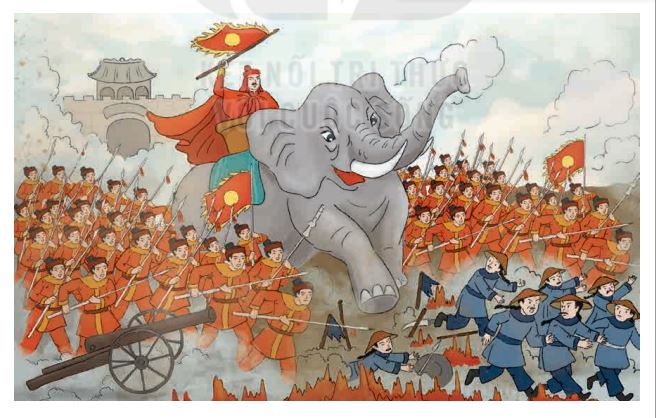 Vua Quang Trung cưỡi voi đi đốc thúc, mở sáng ngày mồng 5 tiến sát đồn Ngọc Hồi