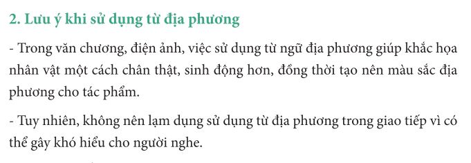 Một số lưu ý khi thực hành và sử dụng từ ngữ địa phương