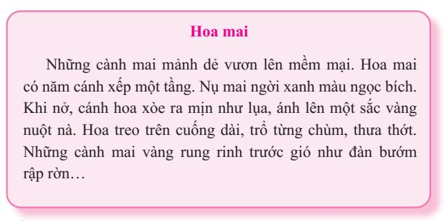 Bài đọc mẫu trong phần Đọc thành tiếng