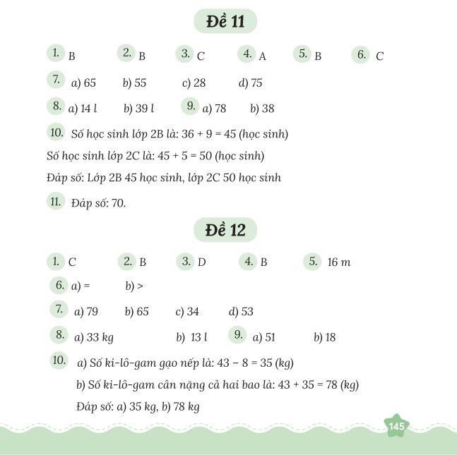 Đáp án đề số 1 và đề số 2