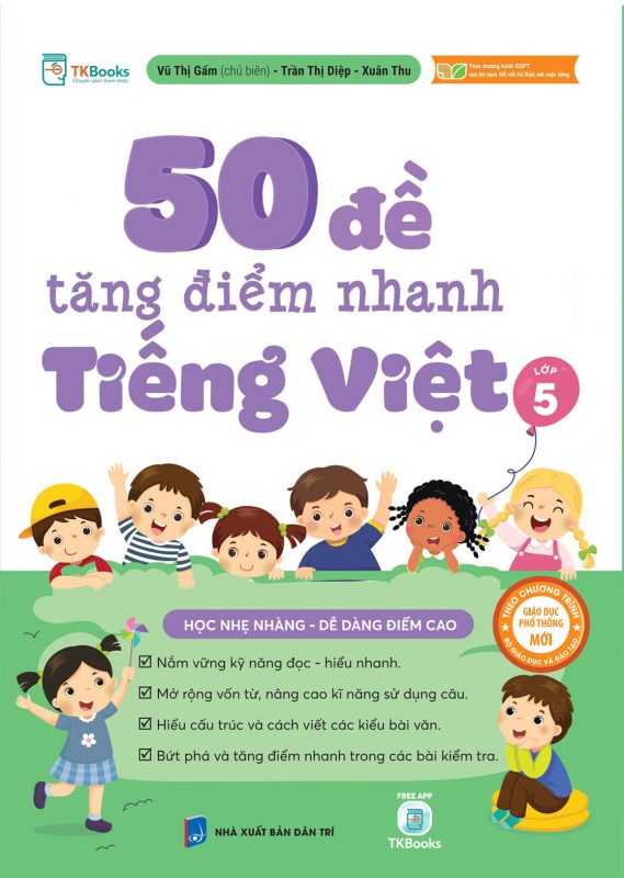 Cuốn sách 50 đề tăng điểm nhanh Tiếng Việt lớp 5