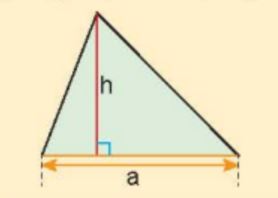 Diện tích hình tam giác được tính bằng thông số của cạnh đáy và chiều cao