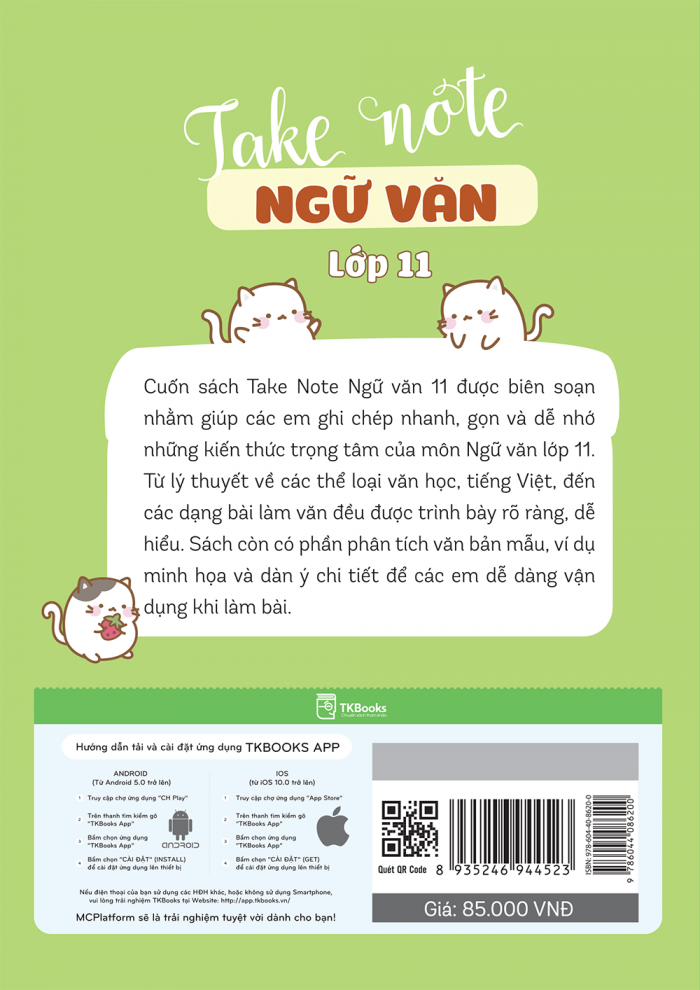 Bìa sau cuốn Take note Ngữ văn lớp 11