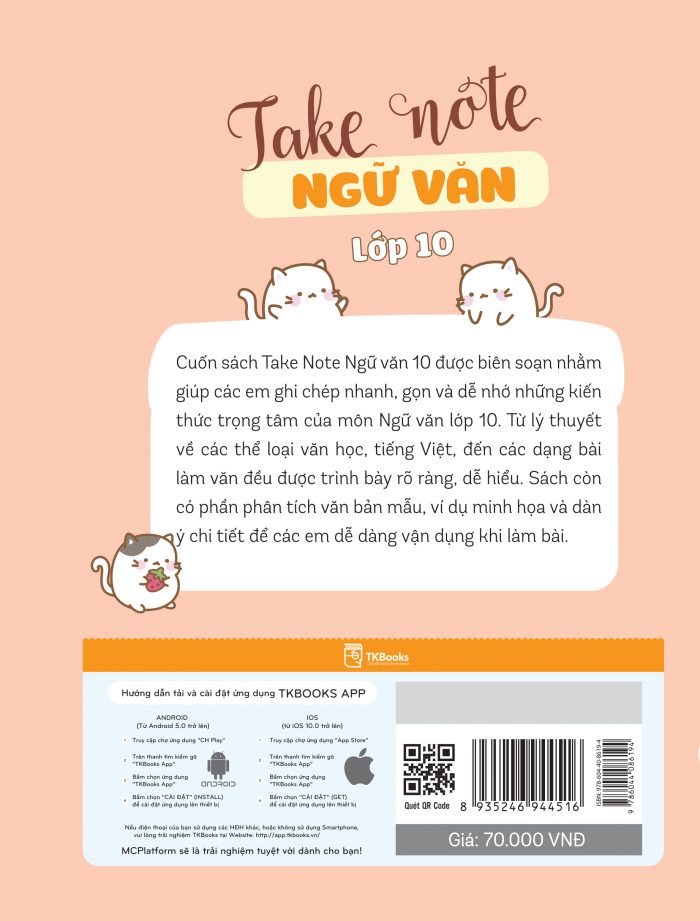 Bìa sau sách Take Note Ngữ Văn lớp 10