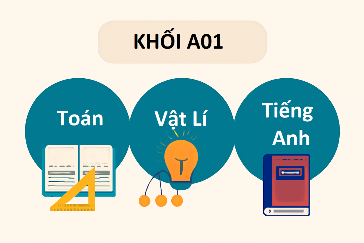 Khối A01 là tổ hợp 3 môn: Toán – Vật lý – Tiếng Anh