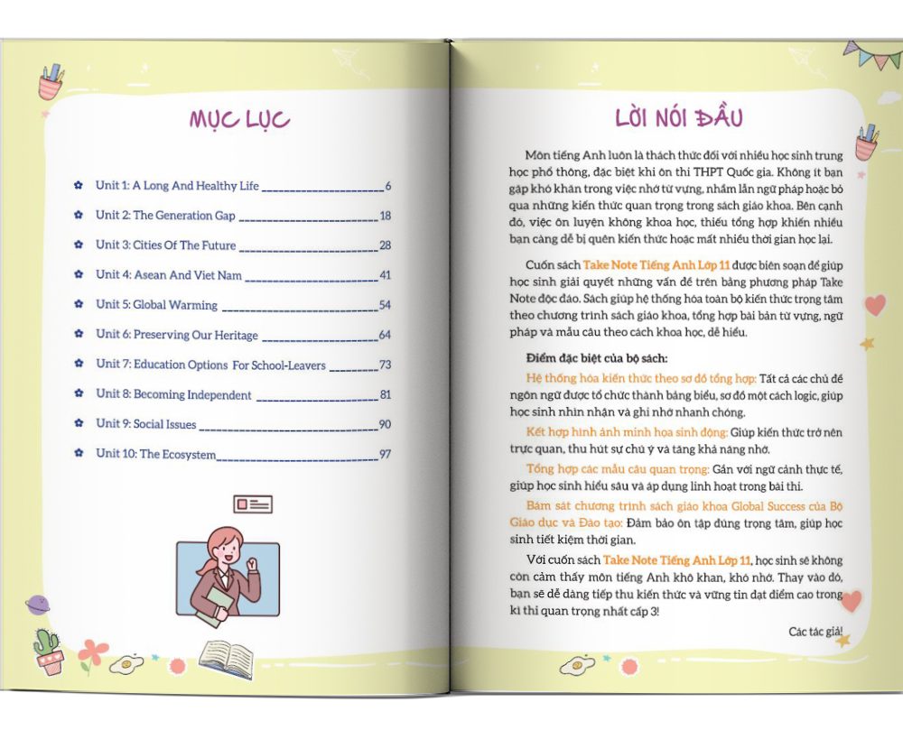 Mục lục của cuốn sách Take Note tiếng Anh lớp 11