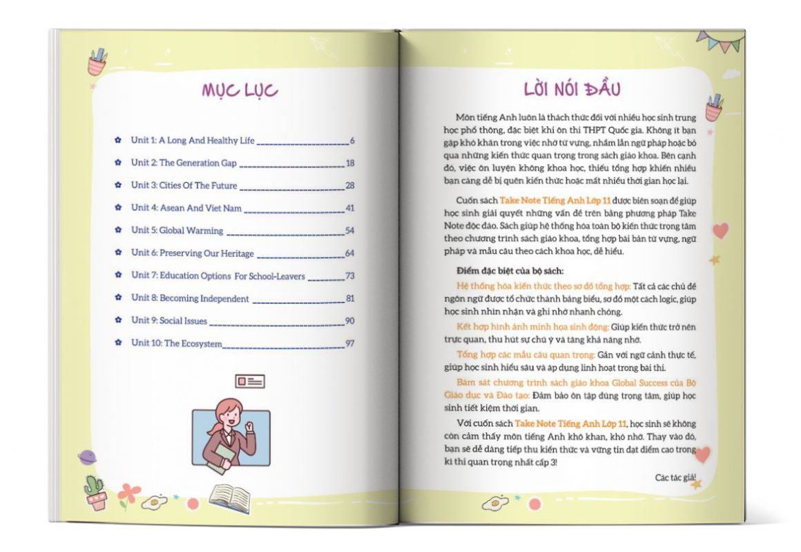 Mục lục của cuốn sách Take Note tiếng Anh lớp 11