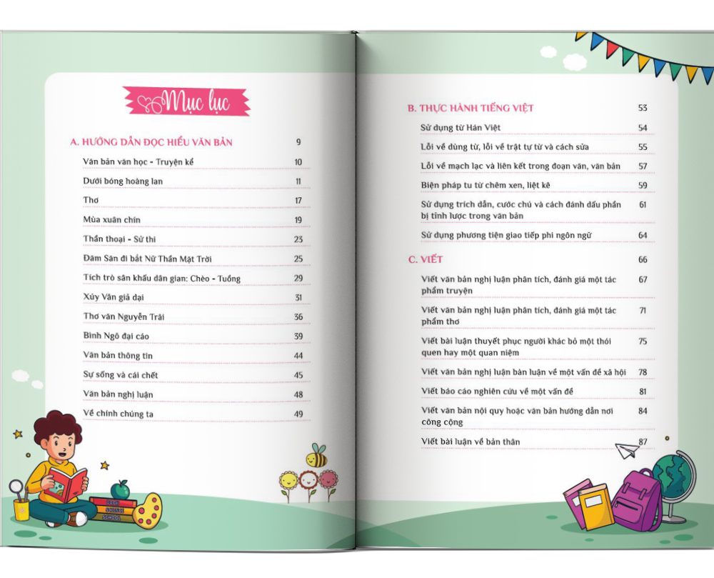 Mục lục của cuốn sách Take Note Ngữ Văn lớp 10