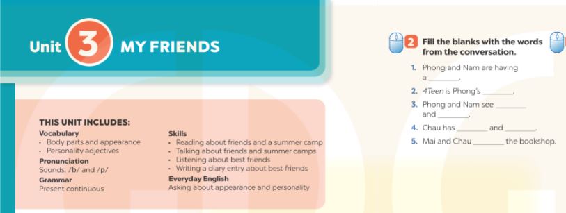 Từ vựng Tiếng Anh lớp 6 Unit 3 Global Success – My Friends