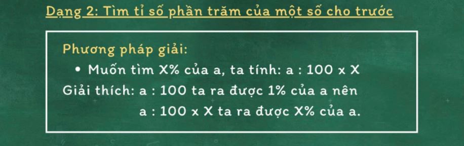 Cách giải dạng toán tìm giá trị phần trăm của một số cho trước