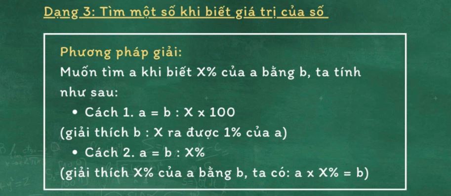 Cách giải dạng toán tìm một số biết một giá trị phần trăm của số đó