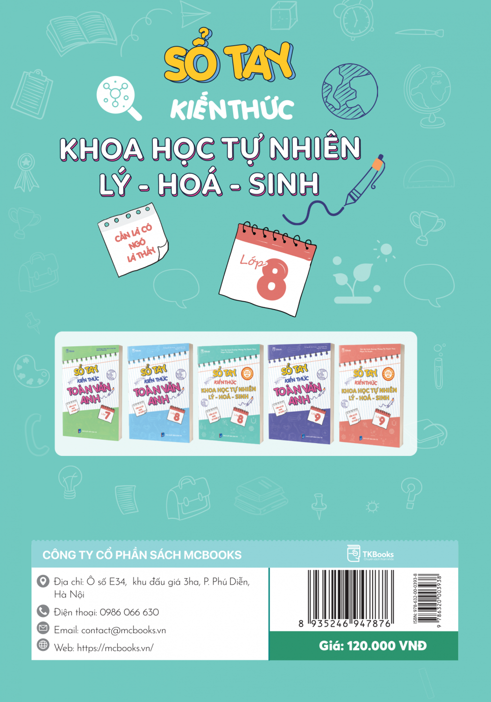 Bìa sau sổ tay KHTN Lý Hóa Sinh lớp 8