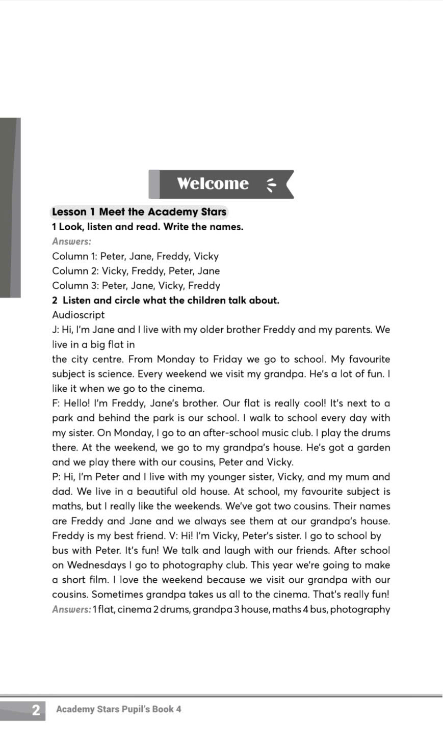 Demo đáp án sách Academys Stars 4 Pupil's Book