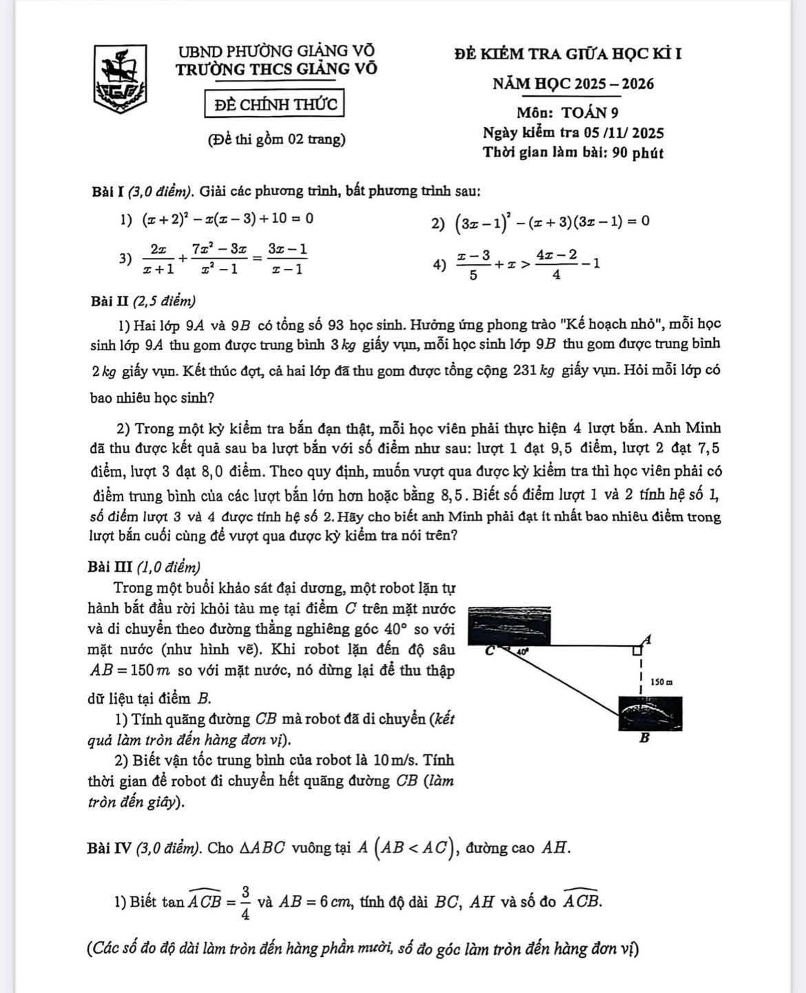 Đề thi số 3 (trang 1)