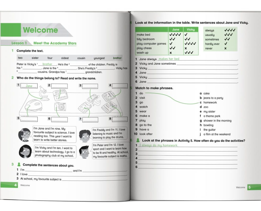 Nội dung trong cuốn Academy Stars 4 - Workbook