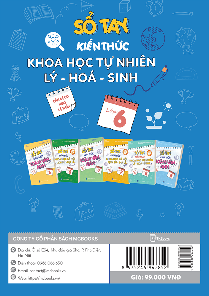 Bìa sau sổ tay kiến thức khoa học tự nhiên Lý - Hóa - Sinh lớp 6 Bìa sau sổ tay kiến thức khoa học tự nhiên Lý - Hóa - Sinh lớp 6
