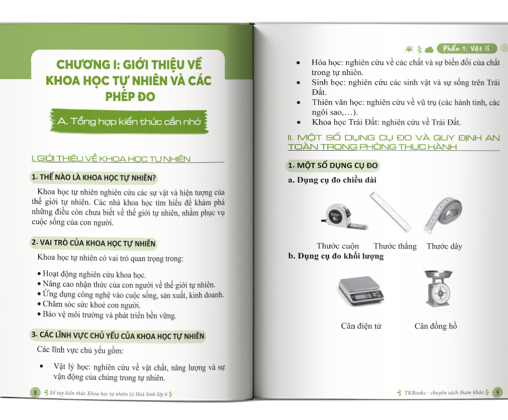 Nội dung sổ tay kiến thức khoa học tự nhiên Lý - Hóa - Sinh lớp 6
