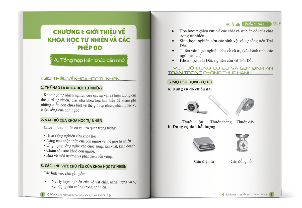 Nội dung sổ tay kiến thức khoa học tự nhiên Lý - Hóa - Sinh lớp 6