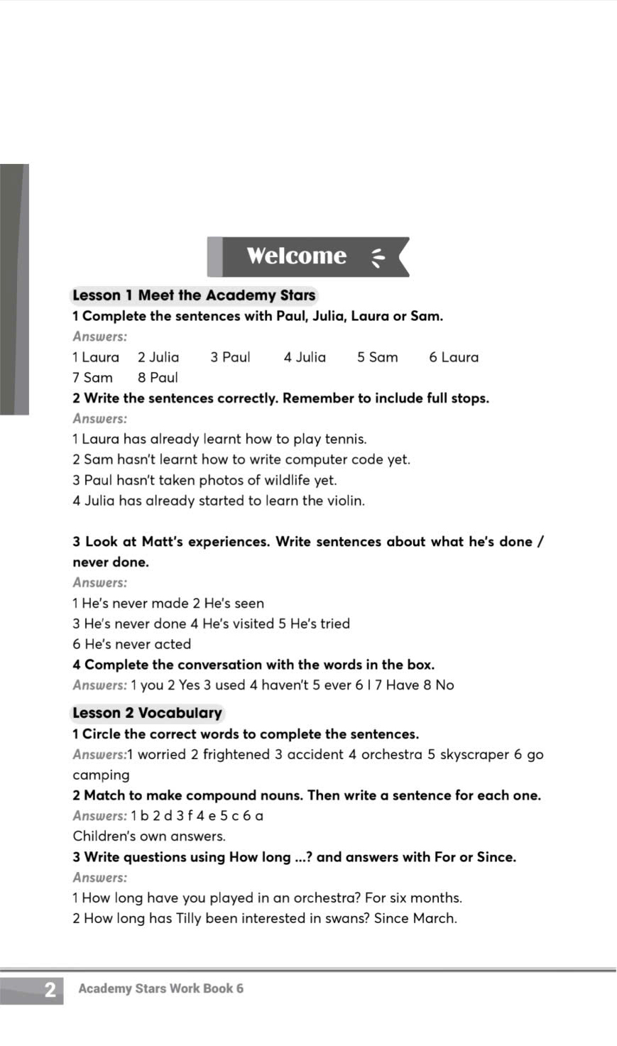 Demo đáp án Academy Stars 6 Workbook