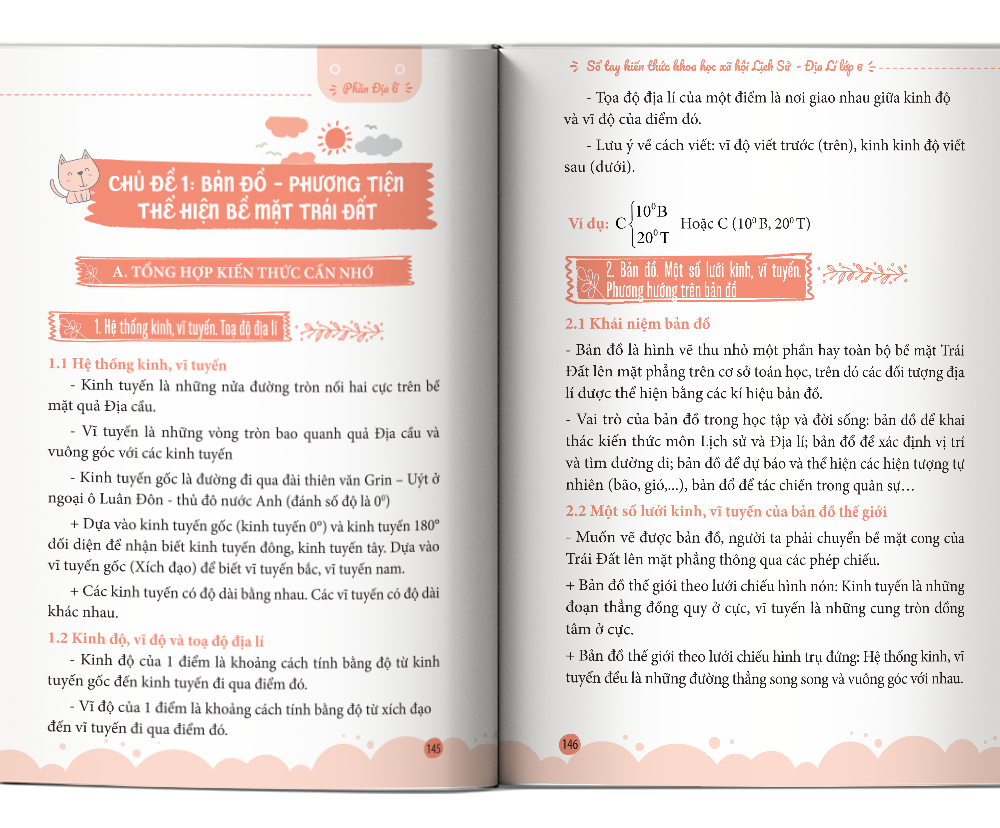 Nội dung địa lí Sổ tay kiến thức khoa học xã hội Lịch Sử - Địa Lí lớp 6