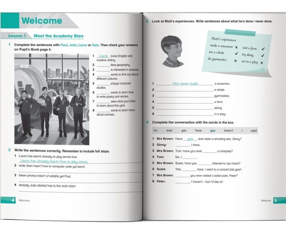 Nội dung trong sách Academy Stars 6 Workbook