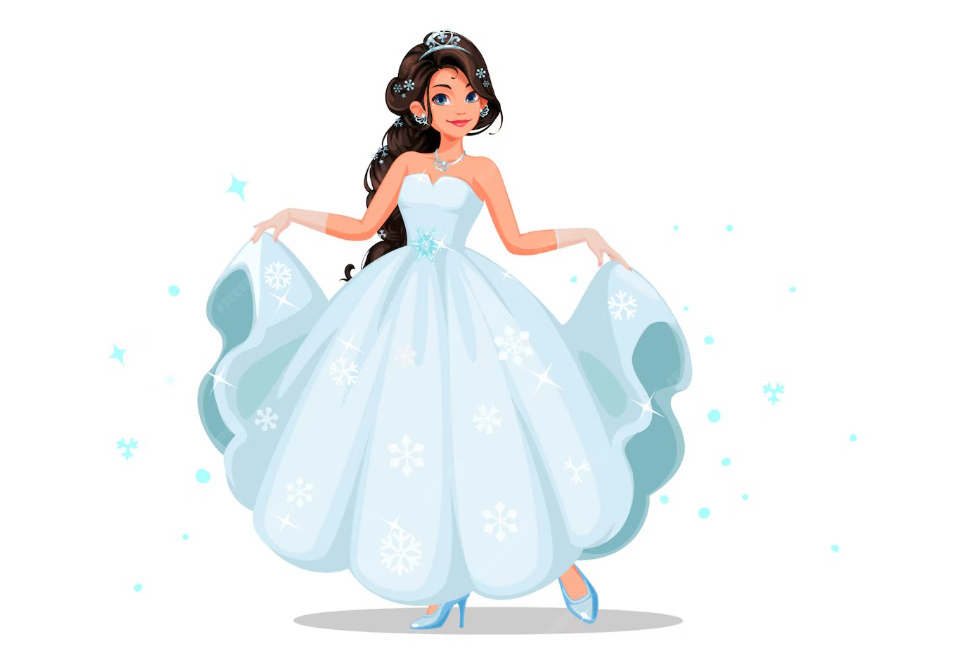 Nhân vật Lọ Lem có dáng người mảnh mai, gương mặt xinh xắn với đôi mắt xanh dịu dàng và mái tóc vàng óng