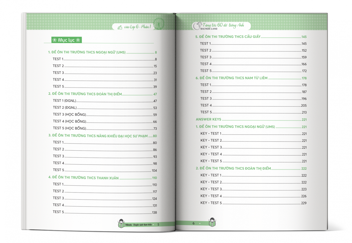 Nội dung cuốn Tăng tốc 60 đề tiếng Anh vào Lớp 6 - Phần 1