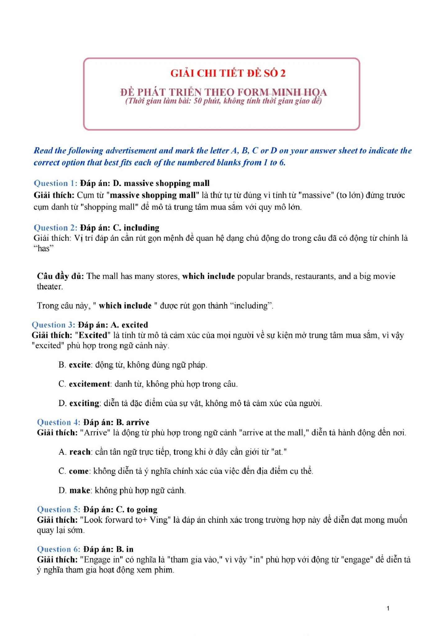 Demo phần đáp án trong sách 35 đề thi thử kỳ thi tốt nghiệp THPT môn Tiếng Anh của cô Phạm Liễu