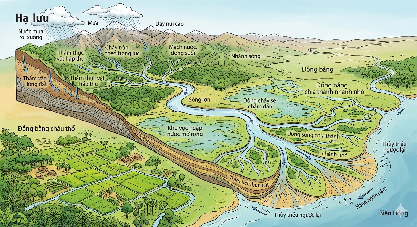 Quá trình hình thành vùng châu thổ ở hạ lưu sông Cửu Long